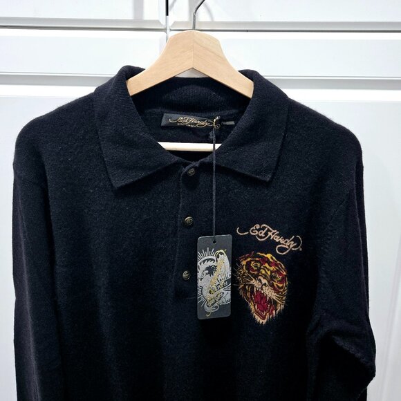 Ed Hardy Vintage Intarsia-Knit Tiger Logo Cashmere Jumper - Picture 2 of 15